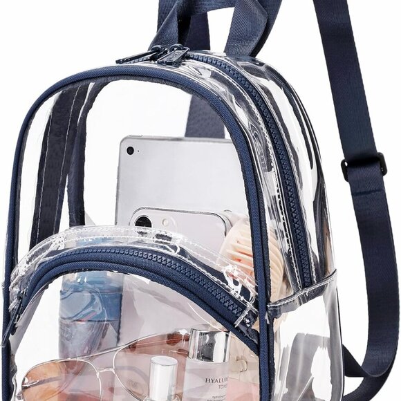 Lightweight Navy Clear Backpack with Adjustable Straps - Beach to Game Ready - Picture 1 of 6